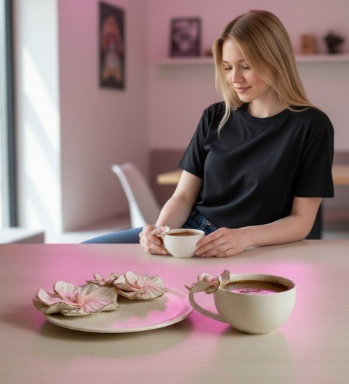 Flora Pink  Garden Cup | El Yapımı Kupa Bardak Seramik Set