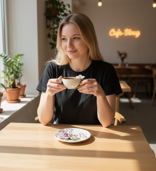 Narcissus Purple White Garden Cup |  El Yapımı Kupa Bardak Seramik Set